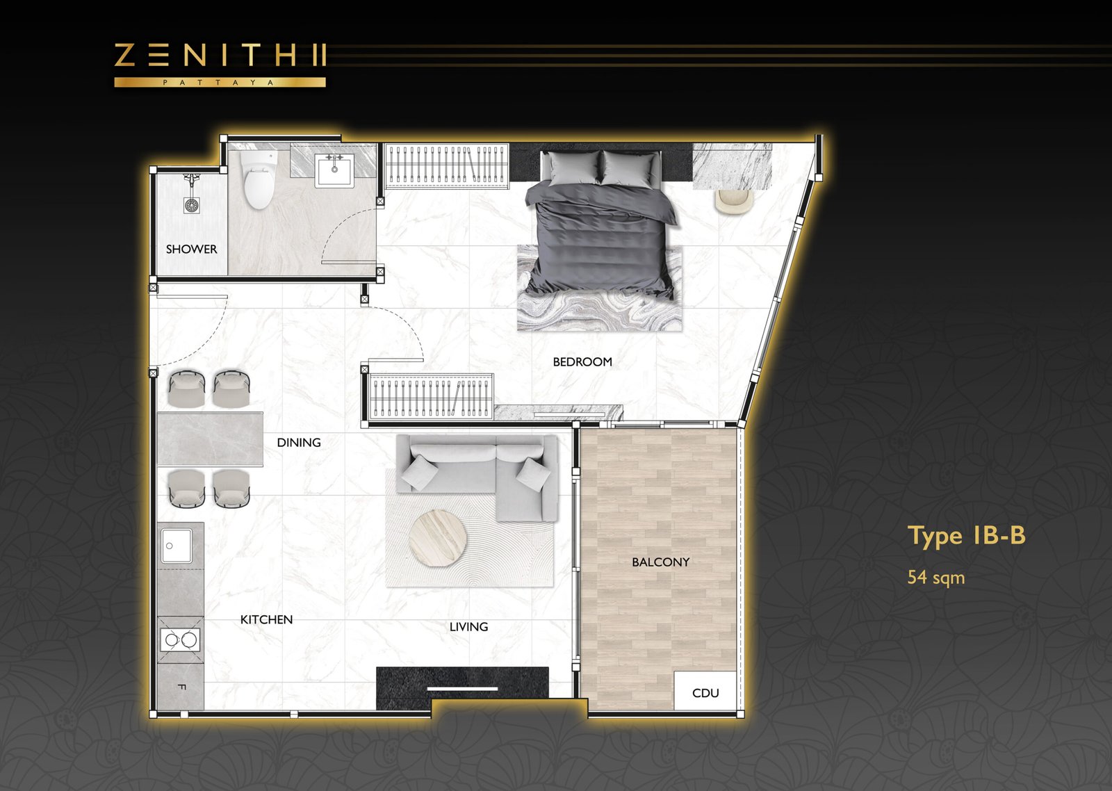 Zenith ii 1 schlafzimmer mit balkon 54 m² pool/stadtblick